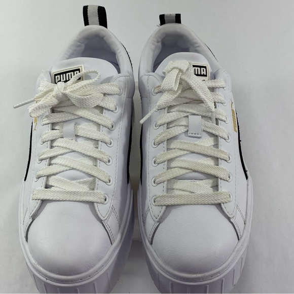 PUMA Mayze Leather Lace Up White Black Women’s Size 8 Platform Shoes # 381983-01 - Picture 4 of 16